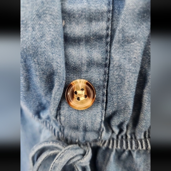 NWT Speed Limit Denim Lightweight Drawstring Ruffle Sleeve Casual Dress Size M - Picture 8 of 10